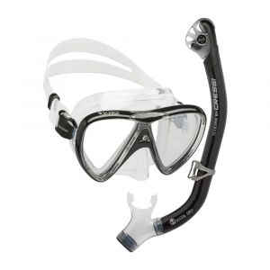 Cressi Ikarus & Orion Dry Snorkel Combo Set, Diving Gear, Black/Clear, One Size