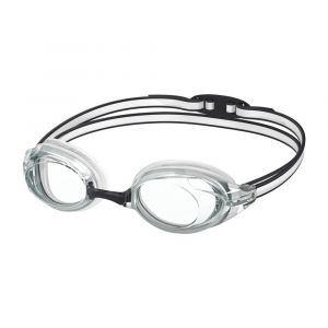 Speedo Vanquisher 3.0 Swim Goggles, Enhanced Vision, Anti-Fog, Slide & Lock Nose Bridge, Clear/Black