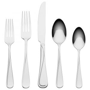 Oneida Soar 65-Piece Flatware Set, Service for 12, Stainless Steel, Mirror Finish, Dishwasher Safe
