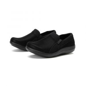 Alegria Women's Duette Black Shoe with Elastic Gores & Padded Collar, Slip-Resistant Outsole, Black, 10