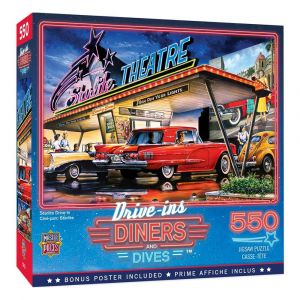 MasterPieces Drive-Ins, Diners & Dives - Starlite Drive-In 550-Pc Jigsaw Puzzle, Free Bonus Poster