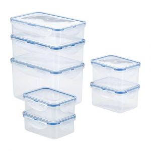 LocknLock 14-Piece Easy Essentials Food Storage Set, Airtight Containers with Lids, Rectangle, Clear