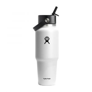 Hydro Flask 32oz Wide Mouth Travel Bottle with Flex Straw Cap, Durable Stainless Steel, Leakproof, White