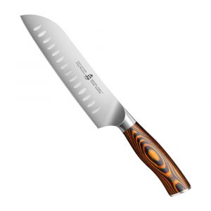 TUO Fiery Phoenix Series 7-Inch Chef's Knife, Pakkawood Handle & Stainless Steel Blade, Black/Yellow