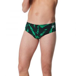 Speedo Men's Endurance+ Brief, Chlorine Resistant Swimwear, Four Way Stretch, Polyester Blend, Reflected Green, 32