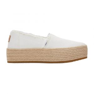 Toms Women's Valencia Platform Espadrille, Textile Uppers, Rope Wrap Platform & Rubber Outsole, Medium, 6, White Canvas