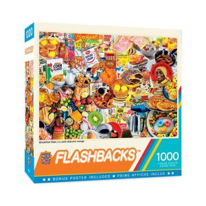 MasterPieces Flashbacks - Breakfast Eats 1000-Pc Jigsaw Puzzle, Classic Morning Foods, Bonus Poster