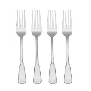 Oneida Colonial Boston 18/0 Stainless Steel Flatware Dinner Forks, Set Of 4, Satin Finish & Dishwasher Safe