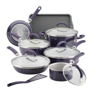Rachael Ray Create Delicious Nonstick Cookware Pots and Pans Set, 13-Piece, Purple Shimmer Tone