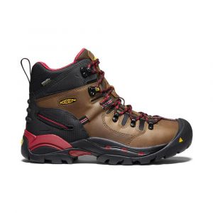 Keen Men's Pittsburgh 6-Inch Waterproof Steel Toe Work Boot, Metal Lace Hooks, Oil & Slip-Resistant, Bison, Regular