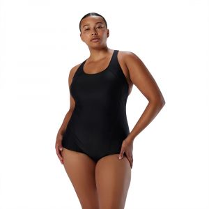 Speedo Women's Conservative Ultraback One Piece Swimsuit, Chlorine Resistant, Nylon Blend, Black, 8
