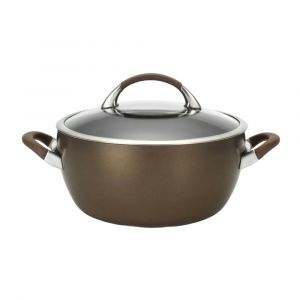 Circulon 5.5-Quart Symmetry Hard-Anodized Nonstick Casserole with Lid, Textured Finish, Chocolate