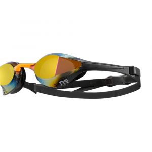 TYR Adult Tracer-X Elite Mirrored Racing Goggles, Polycarbonate Lenses with UVA/UVB Protection, Gold/Orange