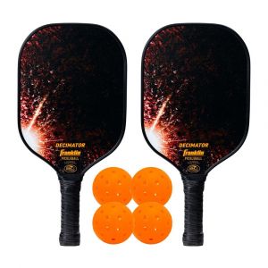 Flanklin Decimator Carbon Fiber Pickleball Paddles and Balls - 2 Player Set, USA Pickleball Approved