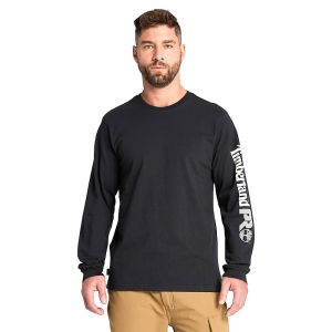 Timberland Men's PRO® Core Logo Long-Sleeve T-Shirt, Rugged Texture, Durable Workwear, Black, Small