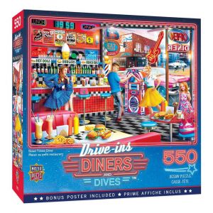 MasterPieces Drive-Ins, Diners & Dives - Good Times Diner 550-Piece Jigsaw Puzzle, Free Bonus Poster