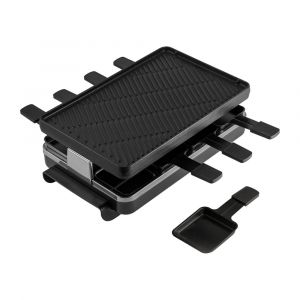 Swissmar Classic 8 Person Raclette with Reversible Cast Iron Grill Plate and Crepe Top, Black