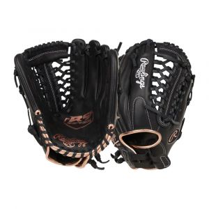 Rawlings 12-Inch Full-Grain Leather R9 Series Fastpitch Outfield Glove for Softball, Pull-Strap Fit, Black