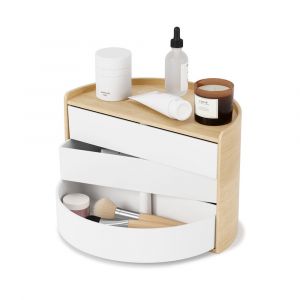Umbra 1014748-668 Moona Storage Box, Circular Shapes Jewelry Organizer, Display Top, White-Natural
