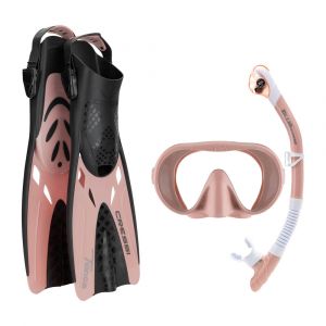 Cressi Musa Explorer Set, Snorkel Mask and Fins Diving Equipment, Professional Grade, S/M, Rose Gold