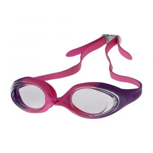 Arena Unisex Spider Junior Swim Goggles, Age 6-12, Single Strap, Anti-Fog Coating, & UV Protection, Violet/Clear/Pink