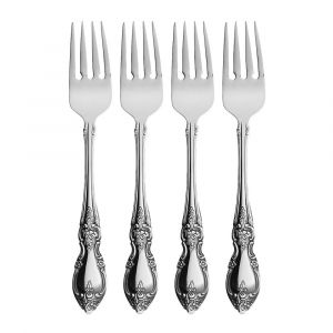 Oneida Louisiana Fine Flatware Salad Forks, Set Of 4, Stainless Steel Mirror Finish, Dishwasher Safe