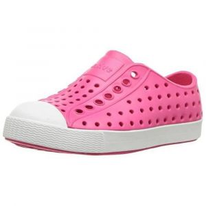Native Jefferson Child Slip-On Sneakers, Rubber Rand and Toe & Injection Molded EVA Construction, Hollywood Pink/Shell White