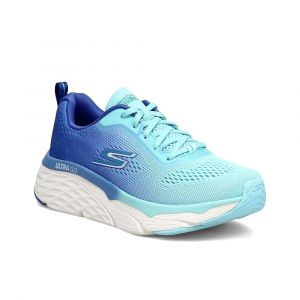 Skechers Women's Max Cushioning Elite-Destination Point Running Shoe with Air Cooled Goga Mat Insole, Blue/Light Blue, 10