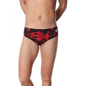Speedo Men's Endurance+ Brief, Chlorine Resistant Swimwear, Four Way Stretch, Polyester Blend, Reflected Red, 32
