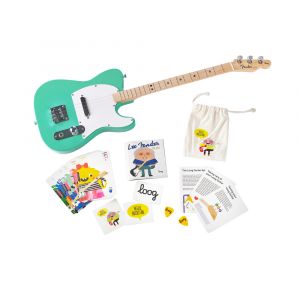Loog Fender X Telecaster Kids Electric Guitar, 3-String Beginner Set with Learning Flashcards