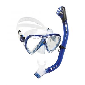 Cressi Ikarus & Orion Dry Snorkel Set, Lightweight Mask & Dry Snorkel, ?Translucent Cobalt-Clear