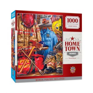 MasterPieces Hometown Heroes - Fire and Rescue 1000-Pc Jigsaw Puzzle, American Heroes, Bonus Poster