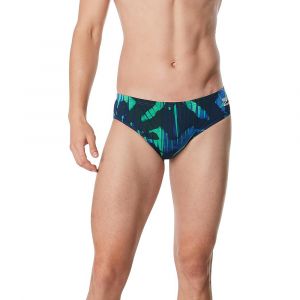 Speedo Men's Endurance+ Brief, Chlorine Resistant Swimwear, Four Way Stretch, Polyester Blend, Reflected Blue/Green, 32