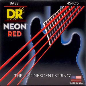 DR Strings HI-DEF NEON™ Red Bass Guitar Strings, K3™ Technology, Medium 4-String, 45-105, NRB-45