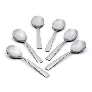 Oneida Aptitude 18/0 Stainless Steel Flatware Soup Spoons, Set of 6, Mirror Finish & Dishwasher Safe