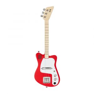 Loog Mini Electric Kids Guitar for Beginners, Built-in Amp, Ages 3+, Learning App and Lessons Included, Red
