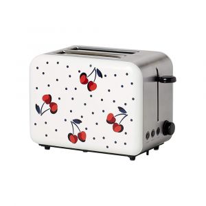 Kate Spade New York Vintage Cherry Dot 2-Slice Enamelware Toaster, Stainless Steel, White, 892464