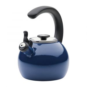 Circulon 2-Quart Whistling Teakettle with Flip-Up Spout with Stain-Resistant Finish, Navy