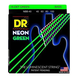 DR Strings HI-DEF NEON™ Green Bass Guitar Strings with K3™ Technology, Light 40-100, NGB-40
