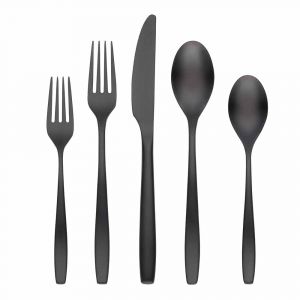 Cambridge Averie Black Satin 20-Piece Flatware Set, Service for 4, Stainless Steel, Dishwasher-safe