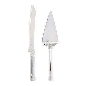 Lenox True Love Cake Knife & Server, Silverplated with Interlaced Hearts Design, 812615