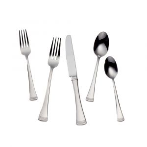 Lenox Portola 65-Piece Flatware Set, Service for 12, Stainless Steel, Mirror Finish, Dishwasher Safe