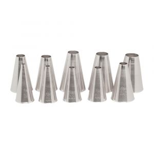Ateco 10-Piece Plain Pastry Tip Set with Stainless Steel Icing Tubes, Dishwasher Safe, Silver