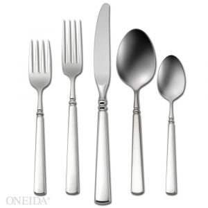 Oneida Easton 5-Piece Fine Flatware Place Setting, Service For 1, Stainless Steel, Dishwasher Safe