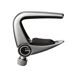 G7th Capo Newport Flip Lever Banjo, Adjustable Tension, Lightweight, and Silicone Grip, Silver