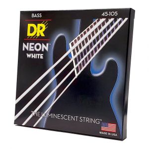 DR Strings HI-DEF NEON™ White Bass Guitar Strings, K3™ Technology, Medium 4-String, 45-105, NWB-45