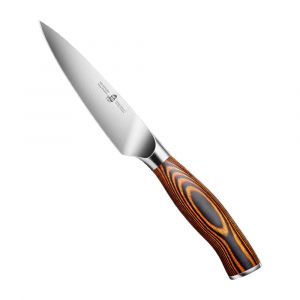 TUO Fiery Phoenix Series 4-Inch Paring Knife, Pakkawood Handle & High Carbon Stainless Steel Blade, Brown