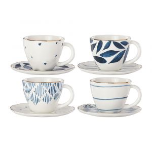 Lenox Blue Bay 8-Piece Espresso Cup & Saucer Set, 4 Oz. Capacity, Microwave and Dishwasher Safe