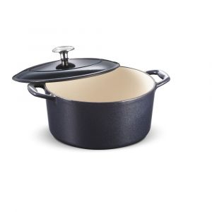 Tramontina Bestow 5.5-Quart Enameled Cast Iron Covered Round Dutch Oven, Dark Blue, 80131/038DS