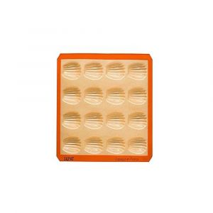 Silpat Perfect 16-Hole Non-Stick Madeleine Mold, Shell-Shaped Cookies, Reusable & Durable Silicone